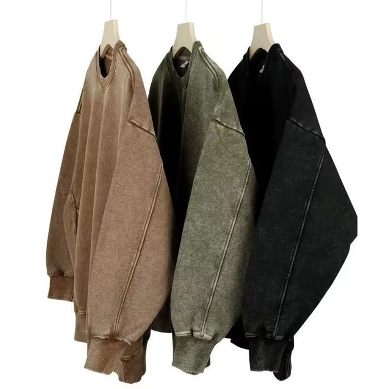 High Quality Streetwear Oversized Heavyweight Vintage Pullover Sweatshirt Custom Printed Washed Hoodie - Image 3