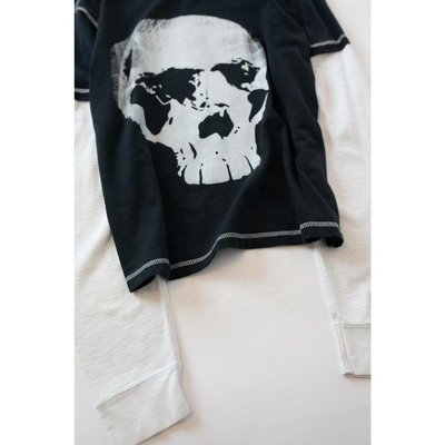Hip Hop Style Custom Double Layer Long Sleeve T Shirt Double Shaded Shirts With Printed Skull Graphic - Image 6