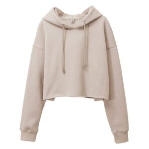 Hooded Cropped Sweatshirt For Women Long Sleeves Fleece Crop Top Sweatshirt Hoodie