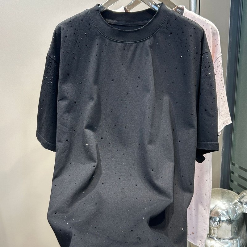 Label Heavyweight Rhinestone T Shirt Custom For Streetwear Over Size Vintage Look - Image 5