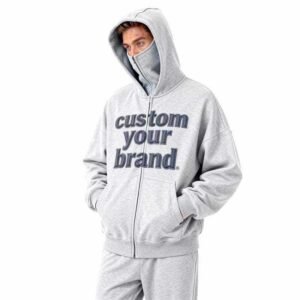 Manufacturers Hoodies Winter Custom Double Layer Pullover Oversized Mens Ninja Balaclava Fleece Heavy Weight Zip up Mask Hoodie