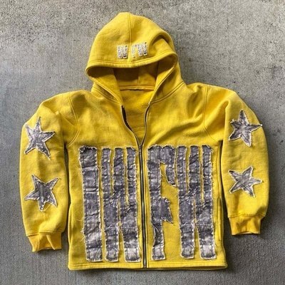Men 500gsm Cotton Distressed Custom Embroidered Zip Up Hoodies Zip Up Acid Wash Cropped Sweatshirt - Image 3