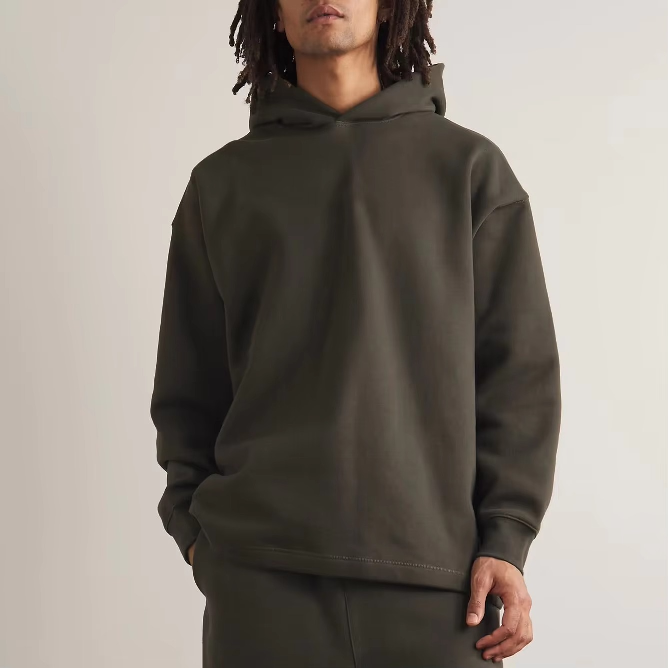 Men's 100% Cotton Custom Drop Shoulder Hoodies Hooded Sweatshirt Oversized Pullover Streetwear High Quality Hoodie for Men