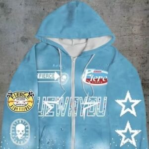 Men's 100% Cotton Double-Layer Collar Breathable Embroidery Patch Rhinestone Custom Front Logo Y2K Style Heart Pattern Hoodie