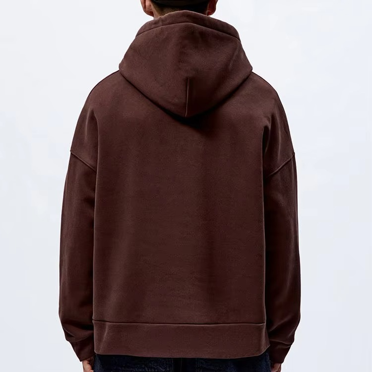 Men's 100% Cotton Puff Printing Heavy Weight Oversized Hoodies Drop Shoulder Custom logo Brown Blank Hooded Sweatshirts for Men - Image 2