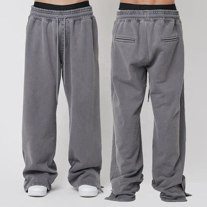 Men's 2024 Spring Summer Wide Leg Sweatpants with Custom Logo and Heavyweight Fabric - Image 5