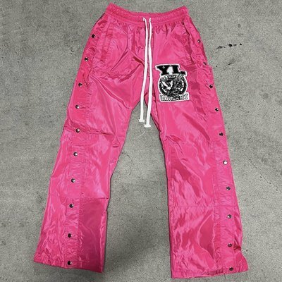 Men's Baggy Fit Nylon Sweatpants with Windproof Design and Distressed Embroidery - Image 2
