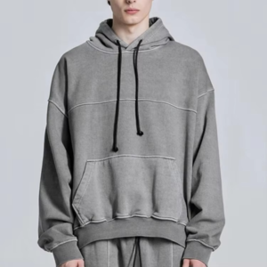 Men's Custom Casual Hoodies 100% Cotton Drop Shoulder Pullover Oversize Hooded Sweatshirts Heavyweight Men Washed Hoodie