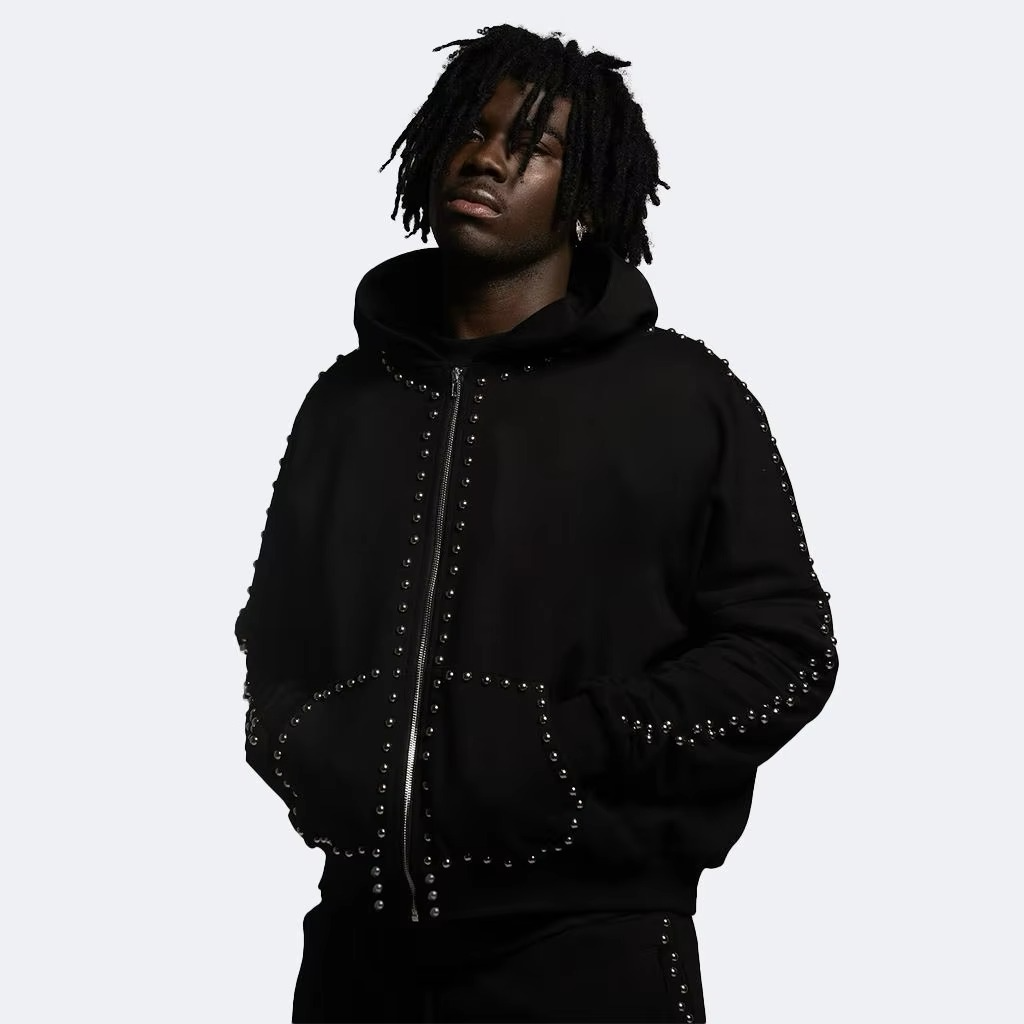 Men'S Drop Shoulder Hoodies Custom 100% Cotton Double Zip up Hooded Sweatshirt High Quality Oversize Pullover Fleece Men Hoodie - Image 3