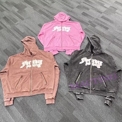 Men's Heavyweight Cotton Vintage Acid Wash Custom Streetwear Embroidered Logo Hoodie - Image 5