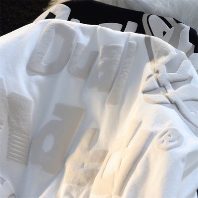 Men's Oversized Letter Puff Print T-Shirt with Needle Detection and Custom Print - Image 2