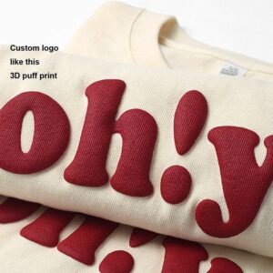 Men's T Shirt with 3d Puff Print and Custom Logo in Heavy Weight 100% Cotton Fabric