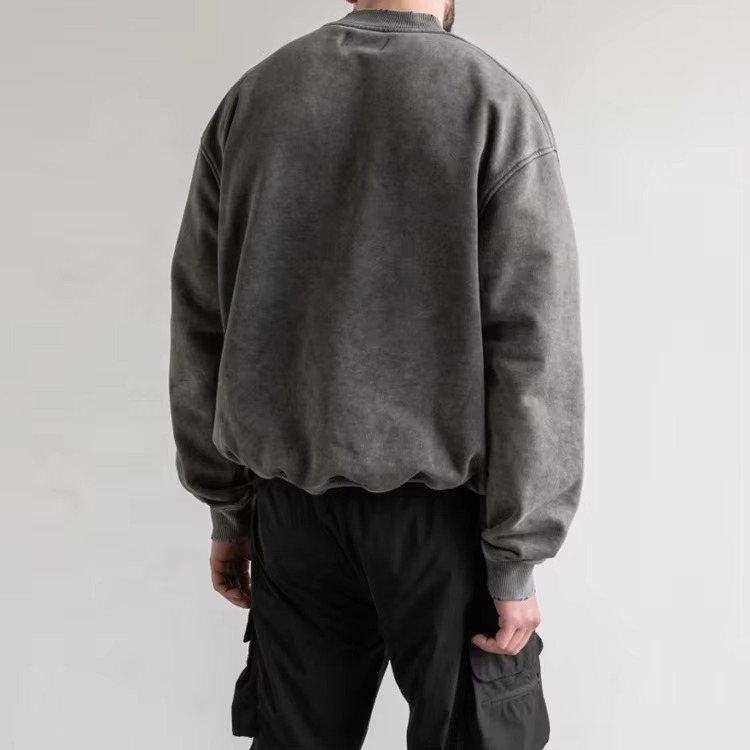 New Custom Acid Wash Sweatshirt for Men Oversize Vintage Washed Crewneck Men's Sweatshirts - Image 6