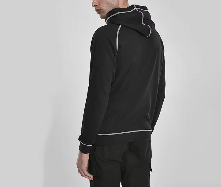 New Design Heavyweight Cotton Custom Logo Plain Plus Size Hoodies Blank Outside Reverse Contrast Stitch Hoodie Men - Image 5