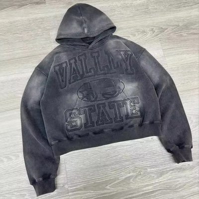Oem Clothing Manufacturers Pullover Cotton Sun Faded Oversized Streetwear Vintage Acid Wash Distressed Embroidered Hoodies