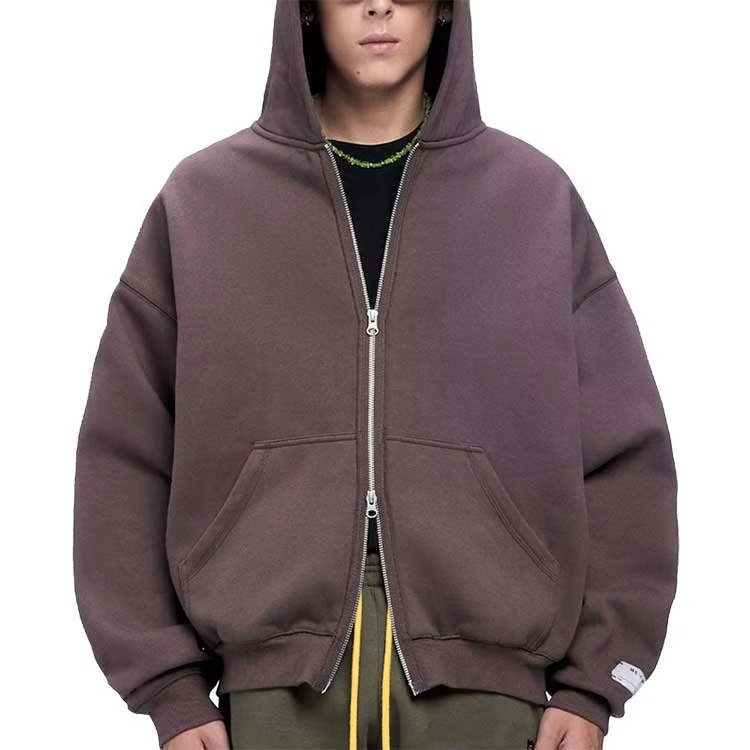 Oem Custom Zip Hoodie Manufacturer Mens 100% Cotton High Quality Boxy Zip Hoodie Puff Print Blank Zip up Hoodies
