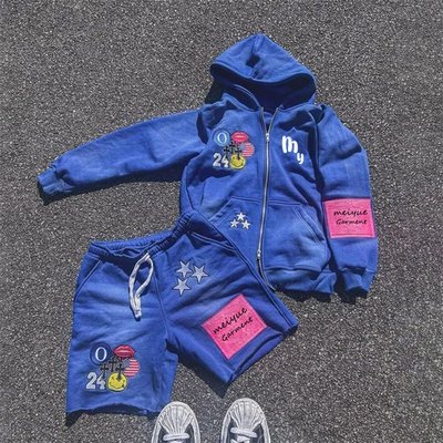 Oversized Cotton Shorts and Hoodie Set for Men Colorful Custom Screen Print Embroider Sweatsuits - Image 4