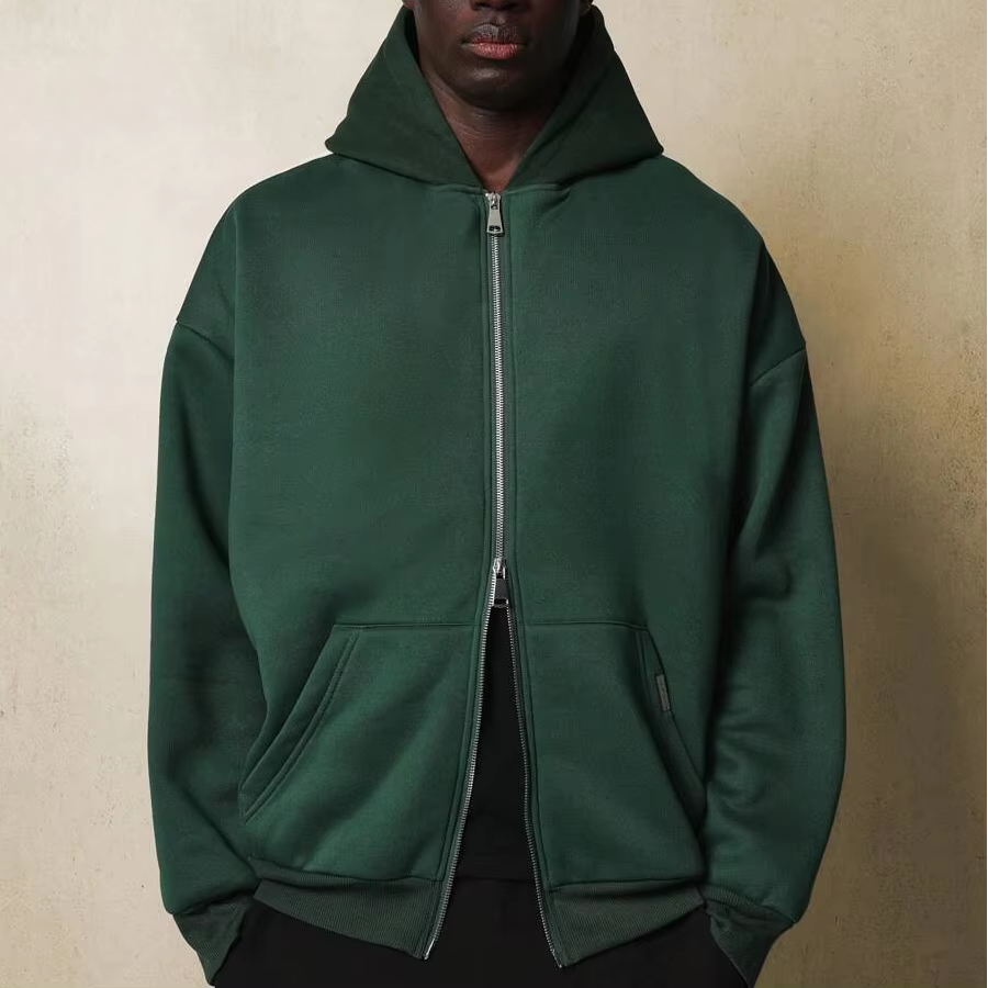 Oversized Men's Terry Sweatshirt Embossed Logo Print Pullover Hooded Design Long Pocket Washed 3D Clothes Pattern Autumn Use - Image 2