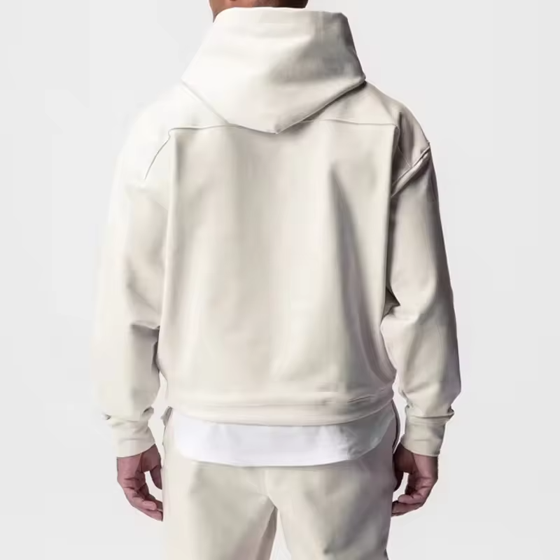 Oversized Men's Terry Sweatshirt Embossed Logo Print Pullover Hooded Design Long Pocket Washed 3D Clothes Pattern Autumn Use - Image 3