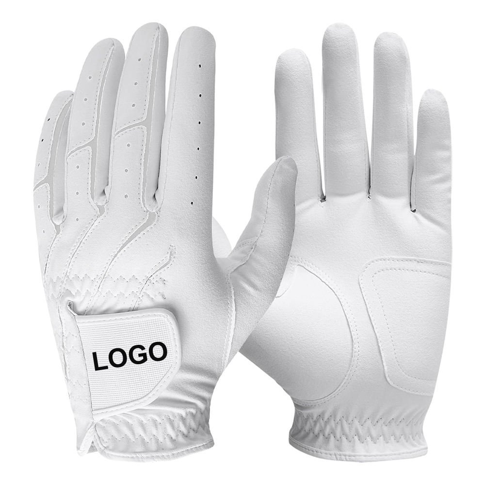 Private Label Cabretta Leather Golf Gloves for Men & Women – White Easy Grip Premium Golf Gloves