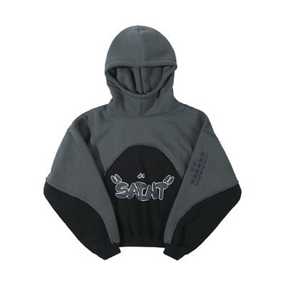 Puff Print Men'S Two Tone Hoodie High Weight Warm Fleece Pullover Hoodie Drop Shoulder - Image 5