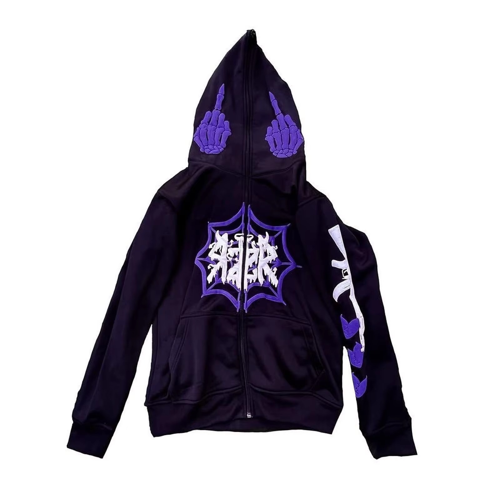 Punk Goth Aesthetic Over FacePunk Goth Aesthetic Over Face Rhinestone Streetwear Pullover Unisex Y2k Full Zip up Hoodies Rhinestone Streetwear Pullover Unisex Y2k Full Zip up Hoodies - Image 6