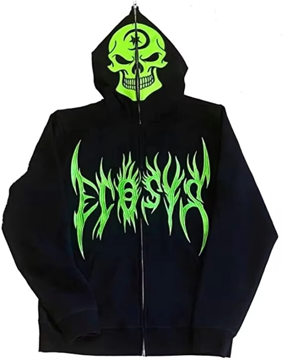 Punk Goth Aesthetic Over FacePunk Goth Aesthetic Over Face Rhinestone Streetwear Pullover Unisex Y2k Full Zip up Hoodies Rhinestone Streetwear Pullover Unisex Y2k Full Zip up Hoodies