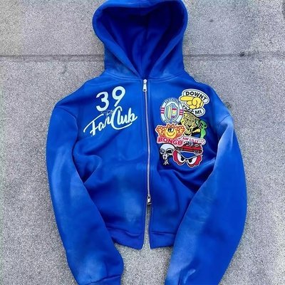 Red Black Sun Faded Zip Up Hoodie Boxy Heavyweight 450Gsm Screen Printing Patch Embroidery - Image 6