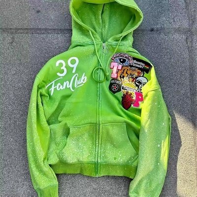 Red Black Sun Faded Zip Up Hoodie Boxy Heavyweight 450Gsm Screen Printing Patch Embroidery - Image 5