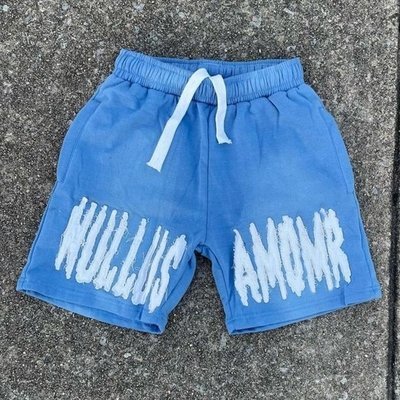 Red Running Acid Wash Distressed Shorts Set Vintage Style Sun Fade Sweat Shorts Embroidered Logo - Image 5