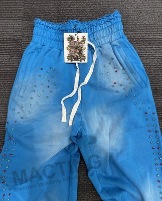 Seasonal Streetwear Heavyweight Jogger Pants in Acid Wash Cotton Terry with Rivet Rhinestone Embellishments and Flat Front - Image 4