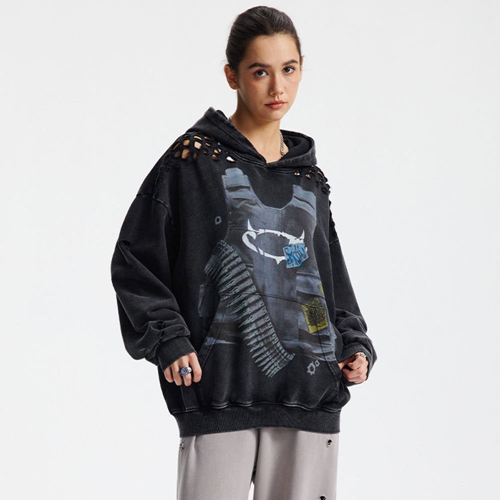 Streetwear 100% Cotton Hooded Oversized Pullover Hoodie with Letter Print Loose Fit Casual Style - Image 4