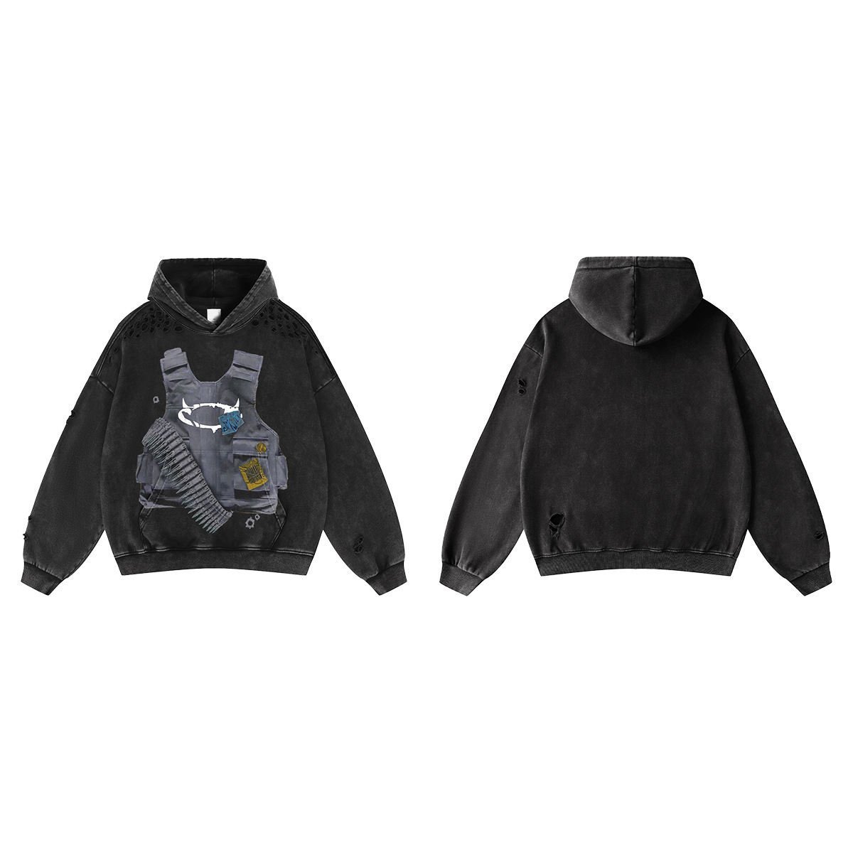 Streetwear 100% Cotton Hooded Oversized Pullover Hoodie with Letter Print Loose Fit Casual Style - Image 5
