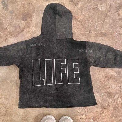 Unisex Vintage Hoodie with Embroidery Patch Distressed Applique in Cotton French Terry - Image 4
