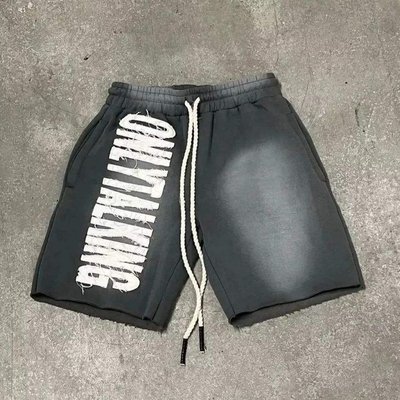 Vintage Distressed Acid Wash Shorts 100% Cotton Raw Edge Drawstring Closure Streetwear - Image 2