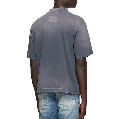 Vintage Wash Tee Shirts Needle Detection Oversized Mens Distressed T Shirt - Image 4