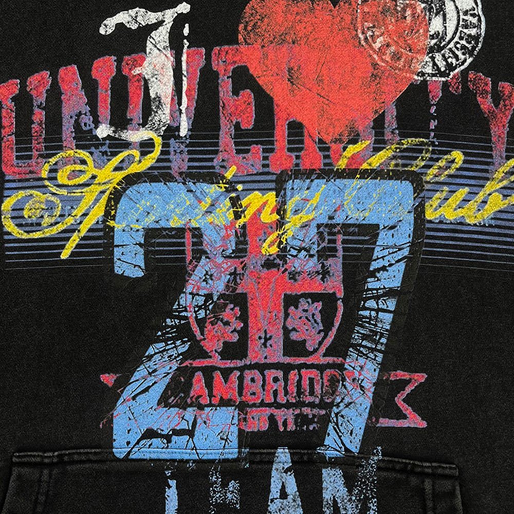Vintage Washed Heavyweight Terry 100% Cotton Anti-Pilling Oversized Streetwear Hoodie Double Layer Splicing Sleeves Men Printing - Image 5