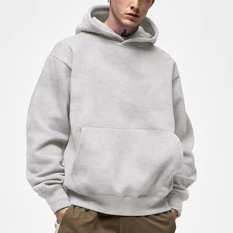 Wholesale 100% Cotton Lined Pullover Hoodie Men Custom Embroidery Logo 500 Gsm Bulk Blank French Terry Oversized Hoodies - Image 5