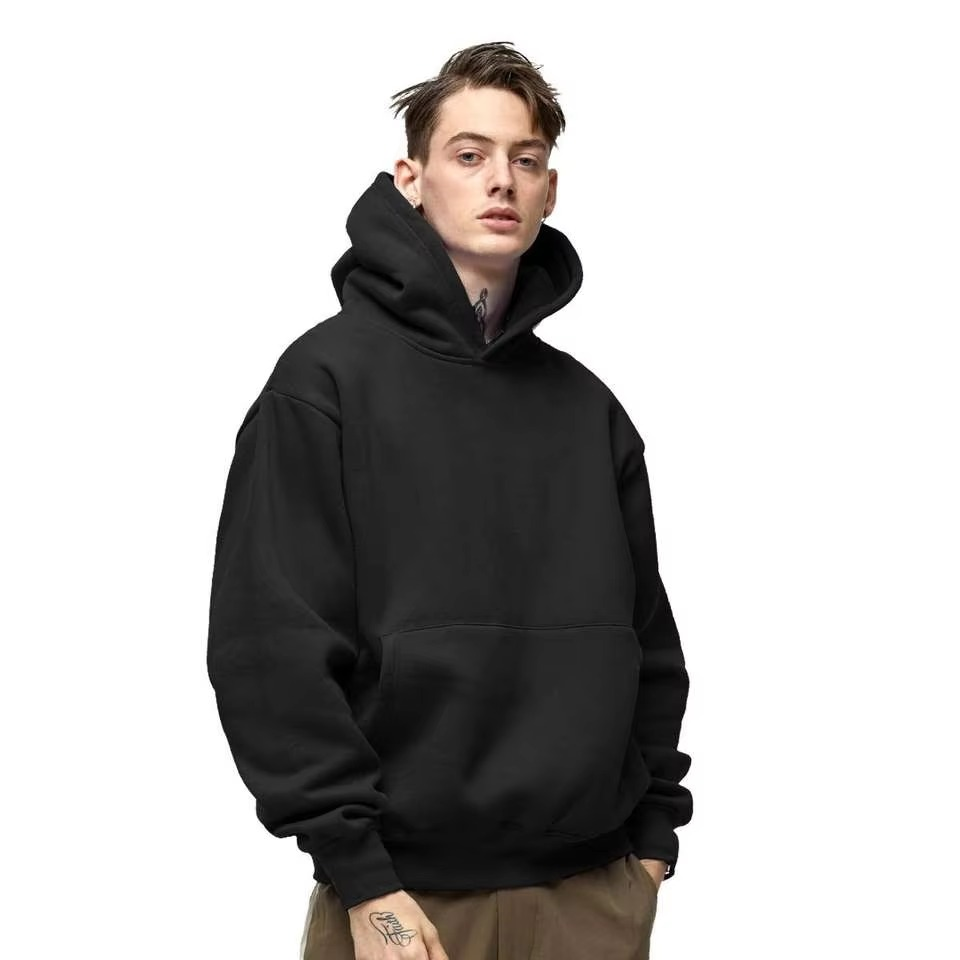 Wholesale 100% Cotton Lined Pullover Hoodie Men Custom Embroidery Logo 500 Gsm Bulk Blank French Terry Oversized Hoodies - Image 4