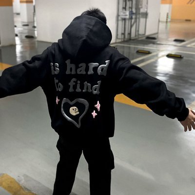 Winter High Street 3D Puff Printing Hoodies Black For Streetwear Colorful - Image 5