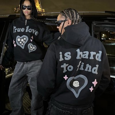 Winter High Street 3D Puff Printing Hoodies Black For Streetwear Colorful - Image 3