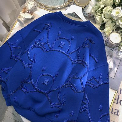 Women's Oversized Crew Neck Sweatshirt featuring Cute Bear Graphic and Glitter Print - Image 6