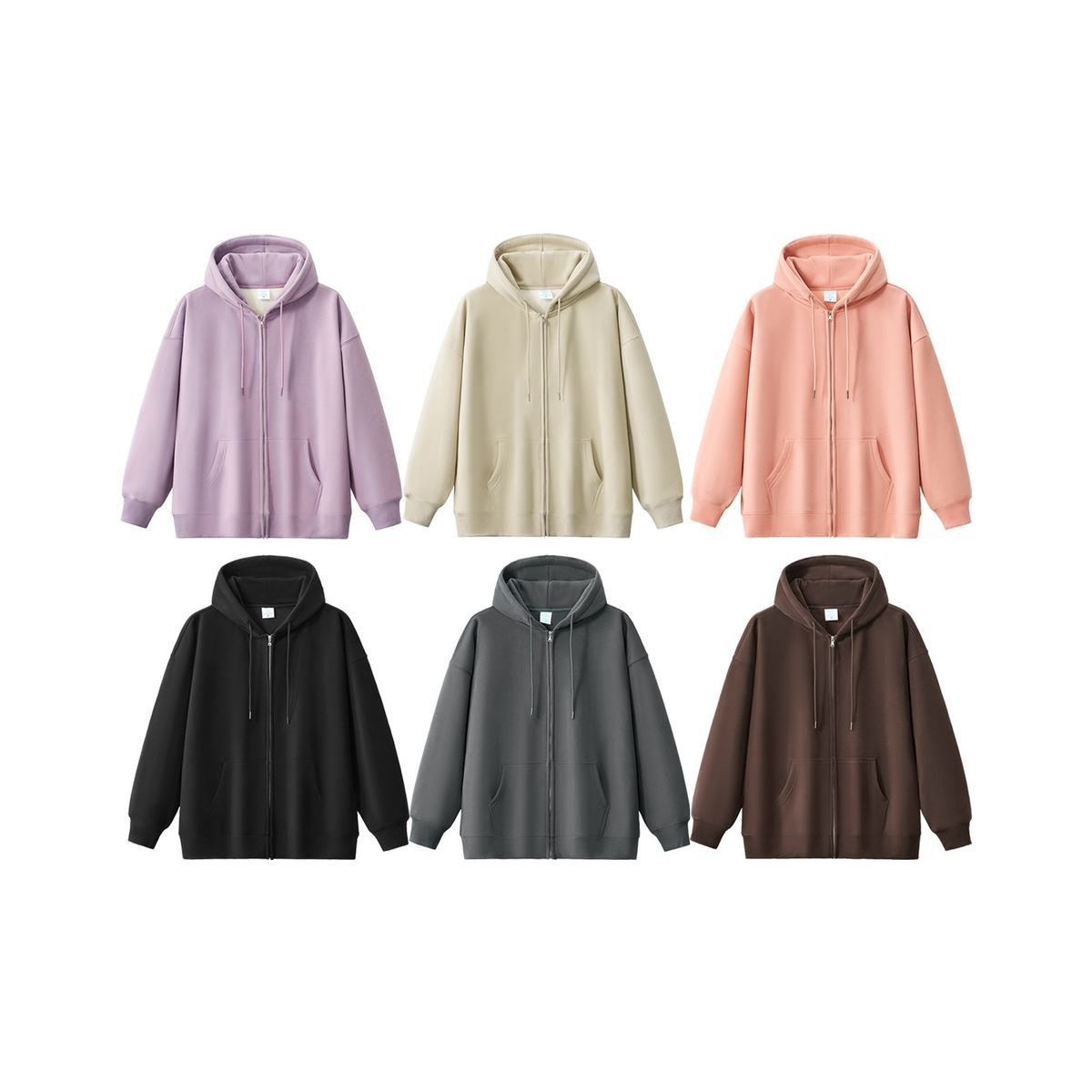 ZSPL European American Trendy Men's 100% Cotton Winter 430g Heavyweight Fleece Solid Oversized Zipper Sweatshirt Jacket Hood - Image 3